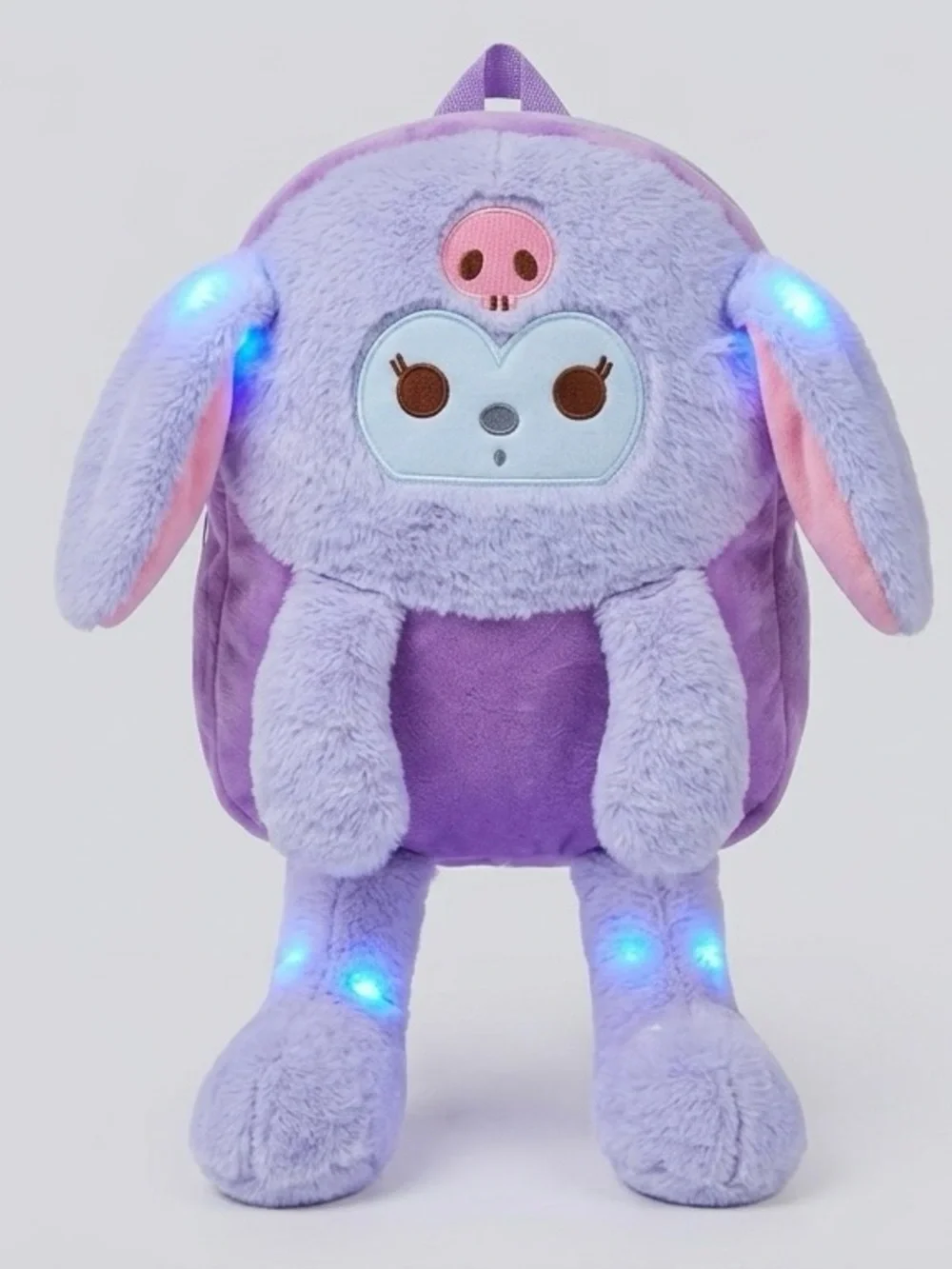 Kuromi Light-Up Plush Backpack with Moving Ears – LED Bunny Backpack